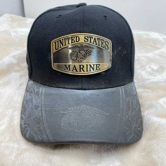 Marine Corps Other - Marine Corps Metal Patch Seal Logo Baseball Cap XTRA Black Hat Adjustable